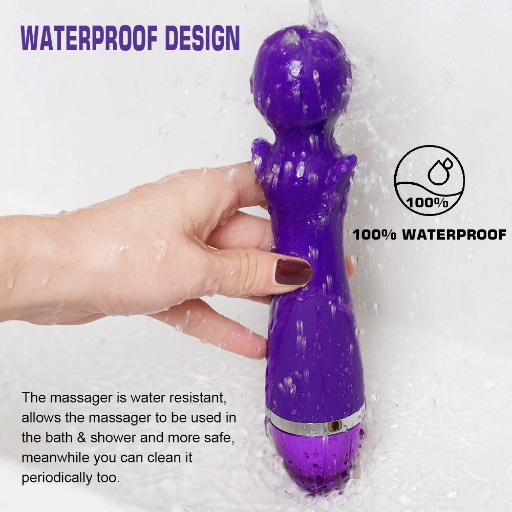APRIL 14TH Cordless Waterproof Therapeutic Wand Massager For Muscle Aches & Sports Recovery & 12 Pulsating Patterns | Rechargeable & Wireless & Travel Friendly - Purple