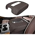 KBH Center Console Armrest Cover for Chevy Silverado, GMC Sierra 1500 2500 3500 2014-2018 & Tahoe Yukon Suburban 2015-2020, Floor Console Bucket Seat, Vinyl Leather, Dark Brown