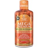 Mega Premium Liquid Multivitamin | Natural Immune Support Vitamin w/ 1333% Vitamin C, 200% D3, Zinc + 20 Vitamins, 70 Minerals, &amp; 21 Amino Acids | Sugar Free | Orange Flavor | 98% Absorption | 32 Serv