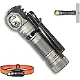 ACEBEAM H16 1000 High Lumens Rechargeable Led Headlamp Flashlight, EDC AA Right Angle Flashlight with Magnet, Pocket Mini Small Flash Light with Clip for Working, Camping, Running, with Headband kit