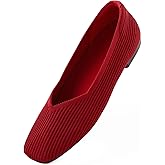 Arromic Flats Shoes for Women, Square Toe Ballet Flats Shoes, Washable Comfortable Knit Flats for Women, Soft Slip on Black Flats for Dressy Wedding Work Office Casual Size 8