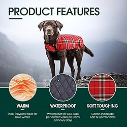 Kuoser Warm Dog Coat, Waterproof Dog Jacket for