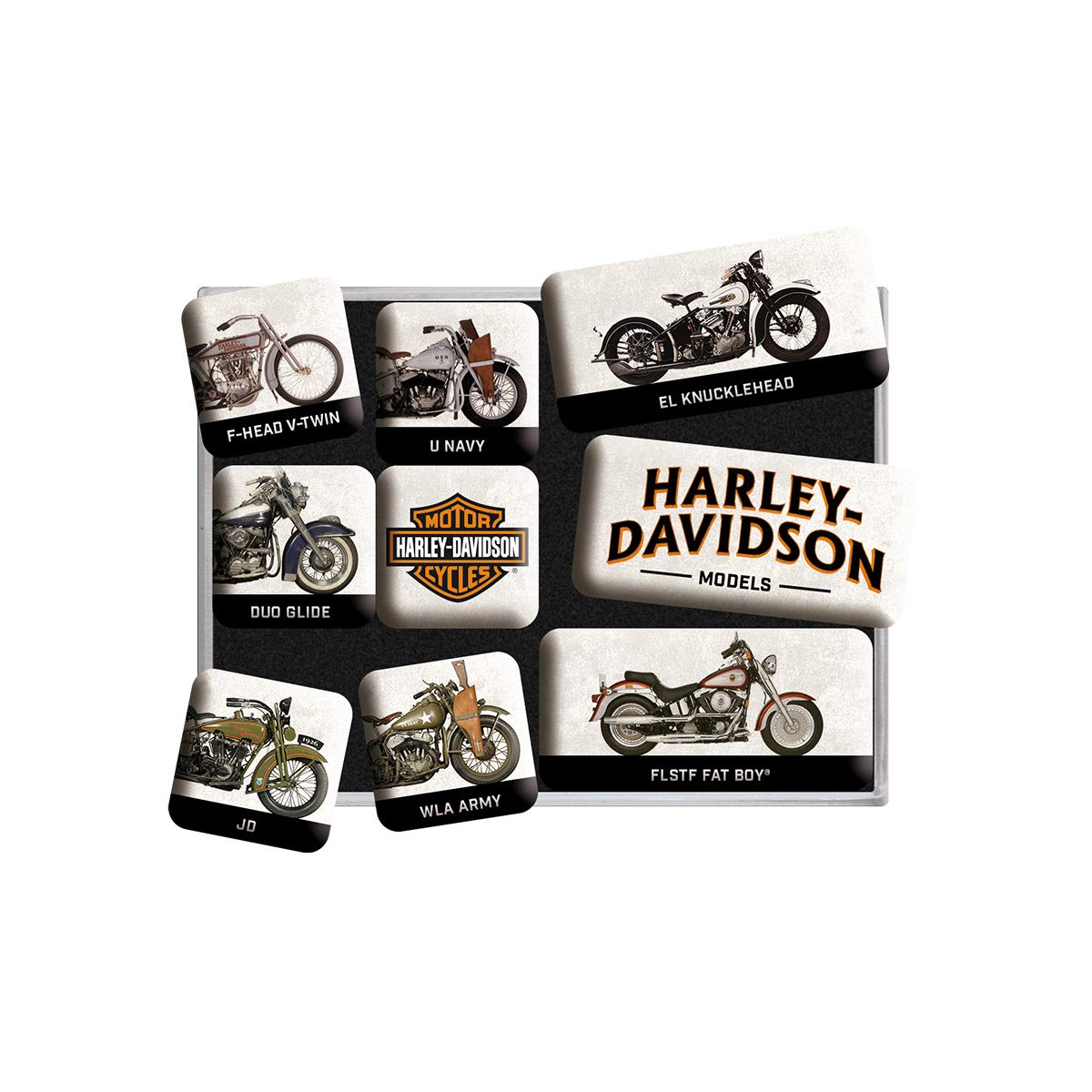 Nostalgic-Art 83102 Harley-Davidson - Model Chart, Magnet Set (9pcs)