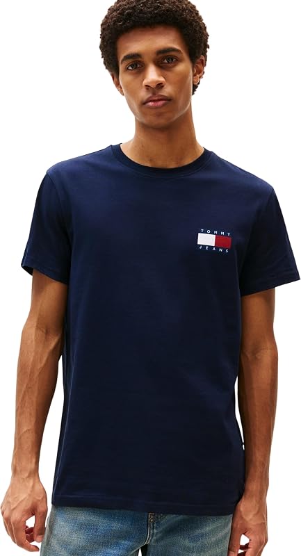 T-Shirt da Uomo Tjm Slim 2pack Ess Flag Tee Extdm0dm22143, Dark Night Navy/Ecru, L — foto 7 di 7
