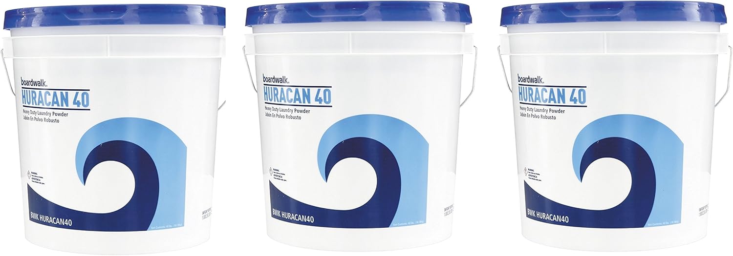 Boardwalk HURACAN40 Low Suds Laundry Detergent, Powder MZISAY, 3 Pack (40lb