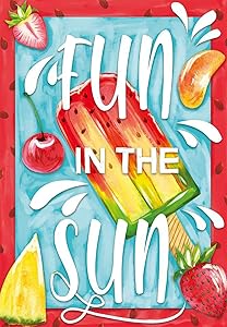 Texupday Fun in The Sun Watermelon Ice Cream Popsicles with Fruits Decor House Flag Summer Outdoor Yard Flag 28
