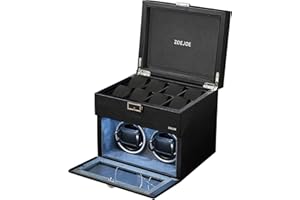 ZOEJOE Automatic Double Watch Winder, Vertical Watch Winder Box for Men's and Women's Watches with 8 Watch Storage Case and Quiet Motor Black and Grey