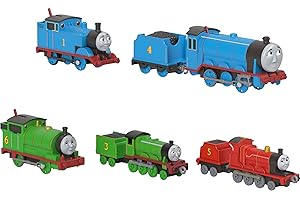 Thomas & Friends Toy Trains, 2 Large Die-Cast Engines & 3 Motorized Trains with Classic Characters, Includes Playmat