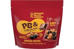 Orchard Valley Harvest Peanut Butter Covered Peanuts & Fudgy Brownie Bites With Chocolatey Coating Snack Mix, 1oz Bags (Pack of 15), Perfect On-The-Go Snack