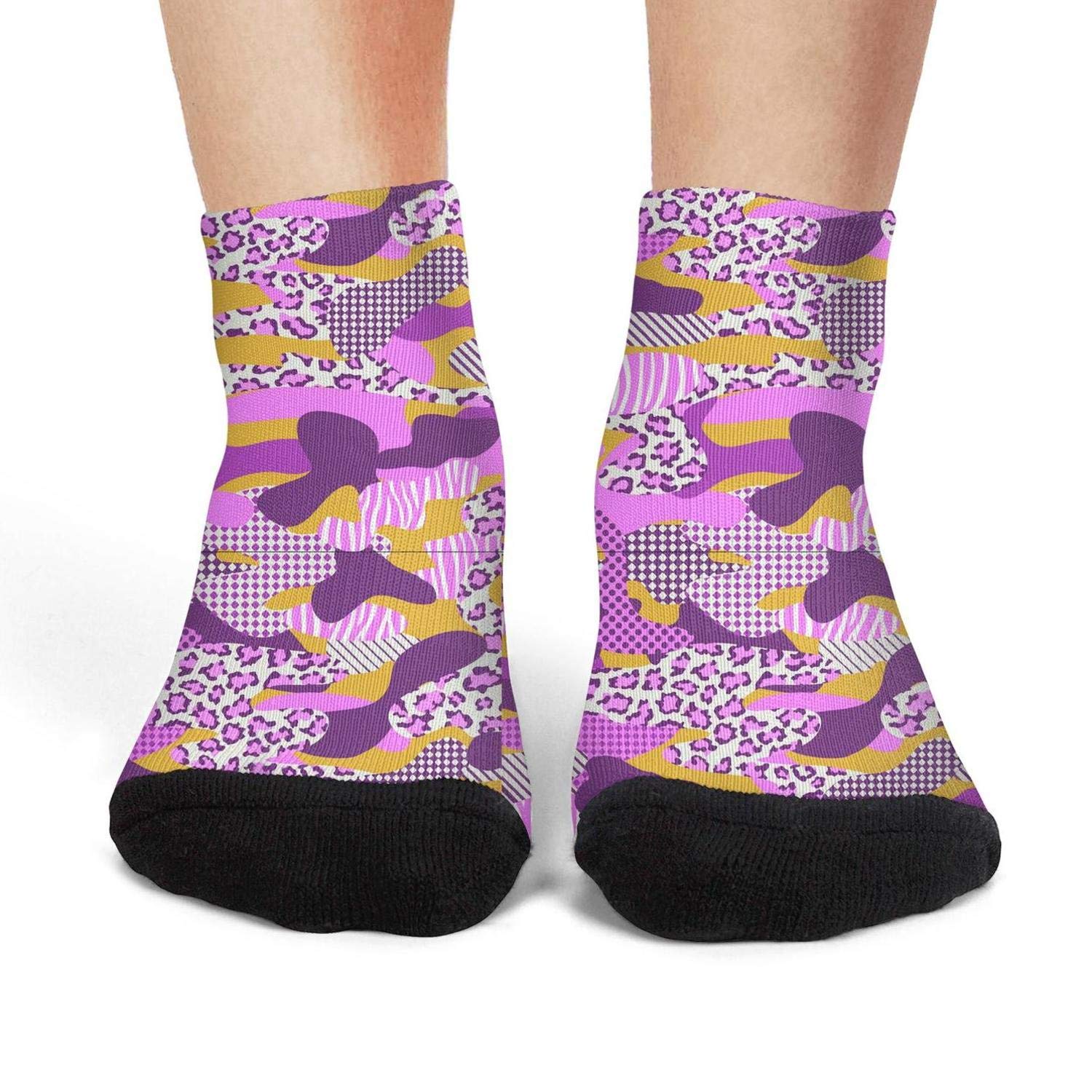 Mens low cut athletic Ankle sock pink night digital camo NonSlip Short