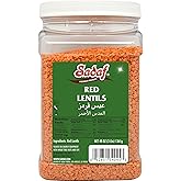 Sadaf Red Lentils Dry 48 oz - Dried lentils bulk - Red Lentil beans - Natural, Vegan, Kosher, Halal - Bulk Red Lentils