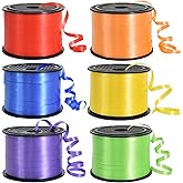 TONIFUL Rainbow Curling Ribbon-6 Assorted Colors Balloon Curling Ribbons Set-600 Yards Balloon String for DIY Decor,Gift Wrap