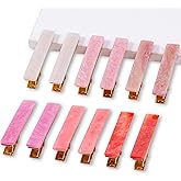 Cptots 12 PCS Acrylic Resin Alligator Barrettes For Women Small Cute Clips For Thick Thin Hair Fashion Decorative Accessories,Sparkling Beige Gradient Pink