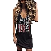 Live Simple Coconut Tree Sleeveless Mini Dress Summer Beach Mini Dress Women's Summer Casual Sexy V Neck Mini Tank Dress