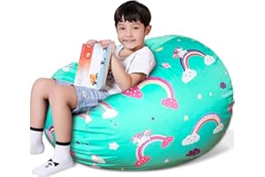 Lukeight Unicorns Stuffed Animal Bean Bag Storage for Adults without Filling, Unicorns Stuffed Animal Storage Bean Bag Chair, Velvet Rainbow Bean Bag Chair Cover for Adult, (No Beans) XX-Large