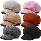 6 Pieces Women Newsboy Cap Warm Wool Visor Beret Hats Octagonal Cap Soft Newsboy Hats Vintage Cabbie Paperboy Hat