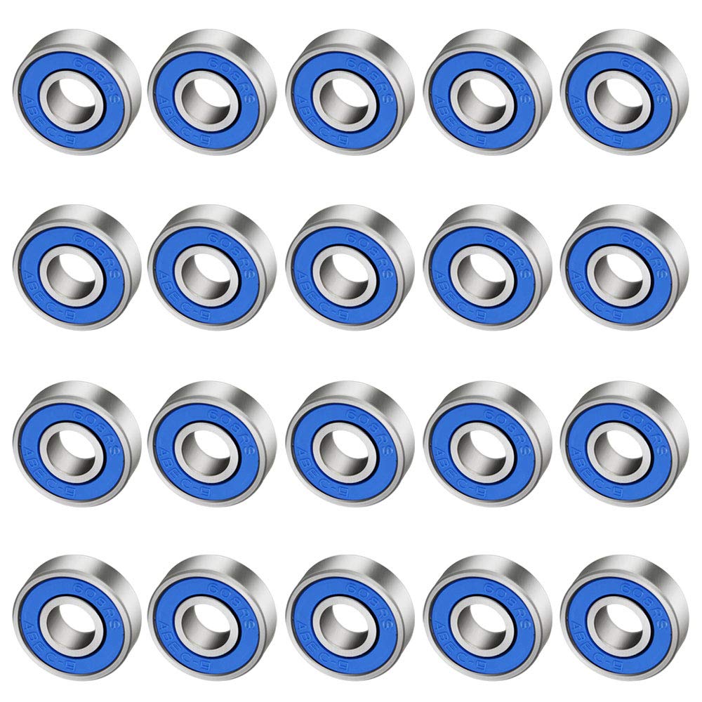 CODIRATO 20 PCS Skateboard Bearings Abec-9 Longboard Bearings Metal Roller Bearings for Skateboards, Inline Skates and Scooters, 608RS, Blue