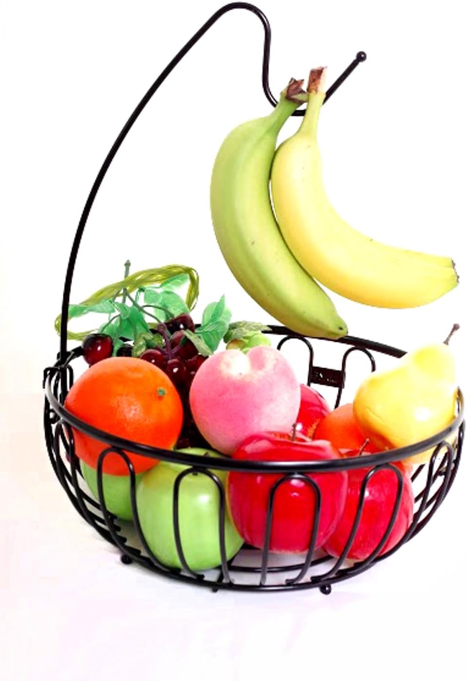AYMAZE Fruit Bowl with Removable Banana Hanger, Black BigaMart