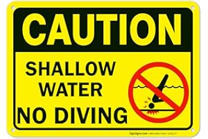 Sigo Signs - Swimming Pool Sign, Shallow Water No Diving 10x7 Inches, Rust Free .040 Aluminum, Fade Resistant, Made in USA
