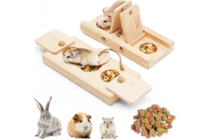 Rubor Guinea Pig Foraging Toys, Hamster Wooden Enrichment Foraging Toy, Rabbit Interactive Hide Treats Puzzle Snuffle Game, Mental Treat Dispenser for Hamster, Guinea Pig, Bunny, Chinchilla