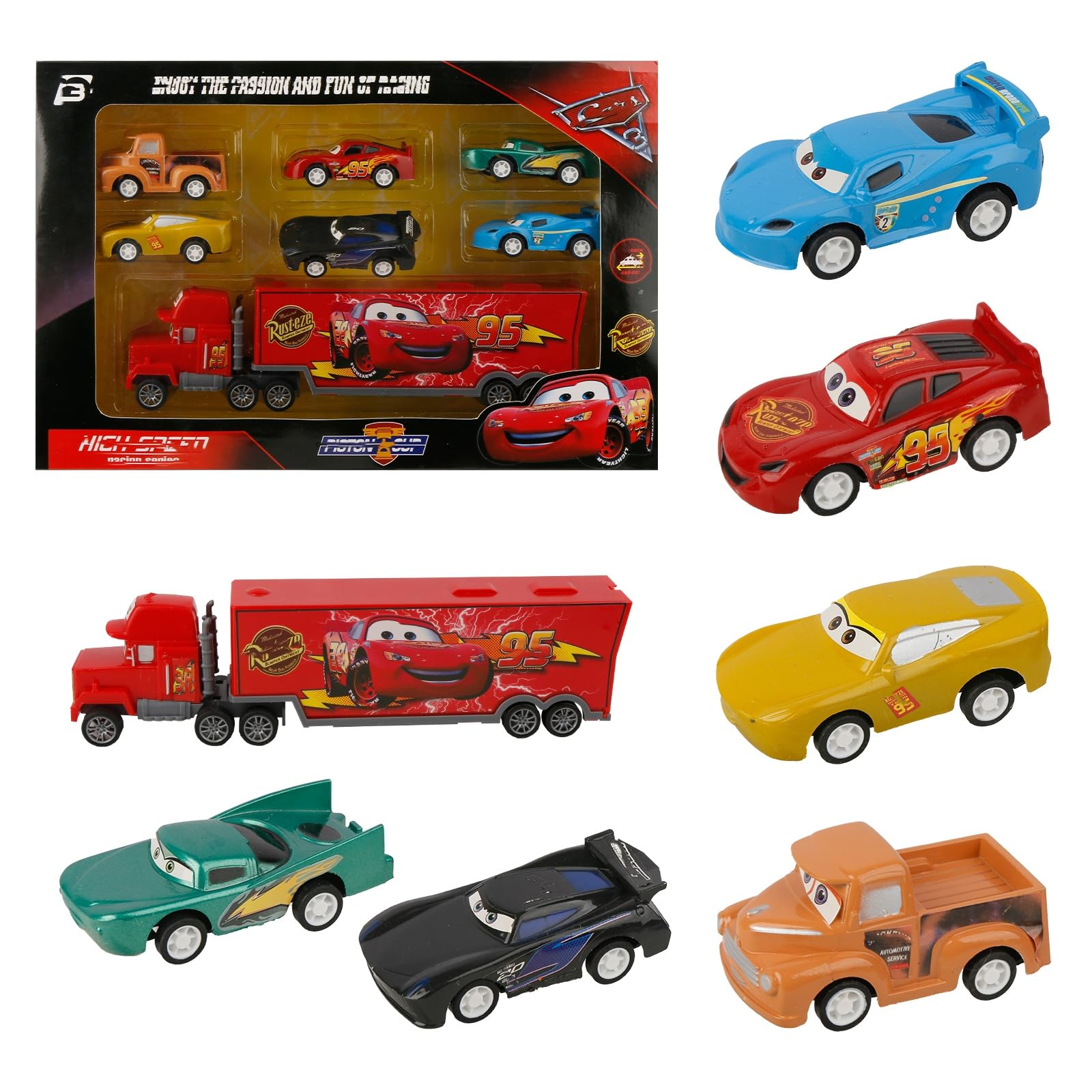 yumcute 7 Pcs Toy Cars, Trucks for Kids, Mini Cars Toys, Racing Cars, Alloy Racing Model, Boys Girls Birthday Party Gift For Ages 2-18 Year Old Children