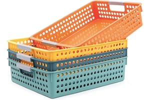 COOBBAR 4A Paper Tray Organizer,4 Pack Paper Tray Durable Desk Storage Bins,Stackable School Supply Holder, Student Paper, Office Organizer & Teacher's Document Sorter (13.58"L x 10.23"W x 3.34"H) (Mixed 2)