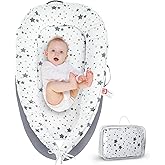 Baby Lounger for Newborn 0–24 Months, Portable Infant Seat with Ergonomic Support, Breathable Cotton Baby Chair for Tummy Time, Diaper Changes, and Travel Use (Stellar)