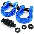 GearAmerica Mega D-Ring Tow Shackles - 68,000 lb Capacity - Stronger Than 3/4" D-Ring - 7/8" Pin & Washers, Secure Tow Strap Winch Rope Connection for Off-Road Recovery - Blue