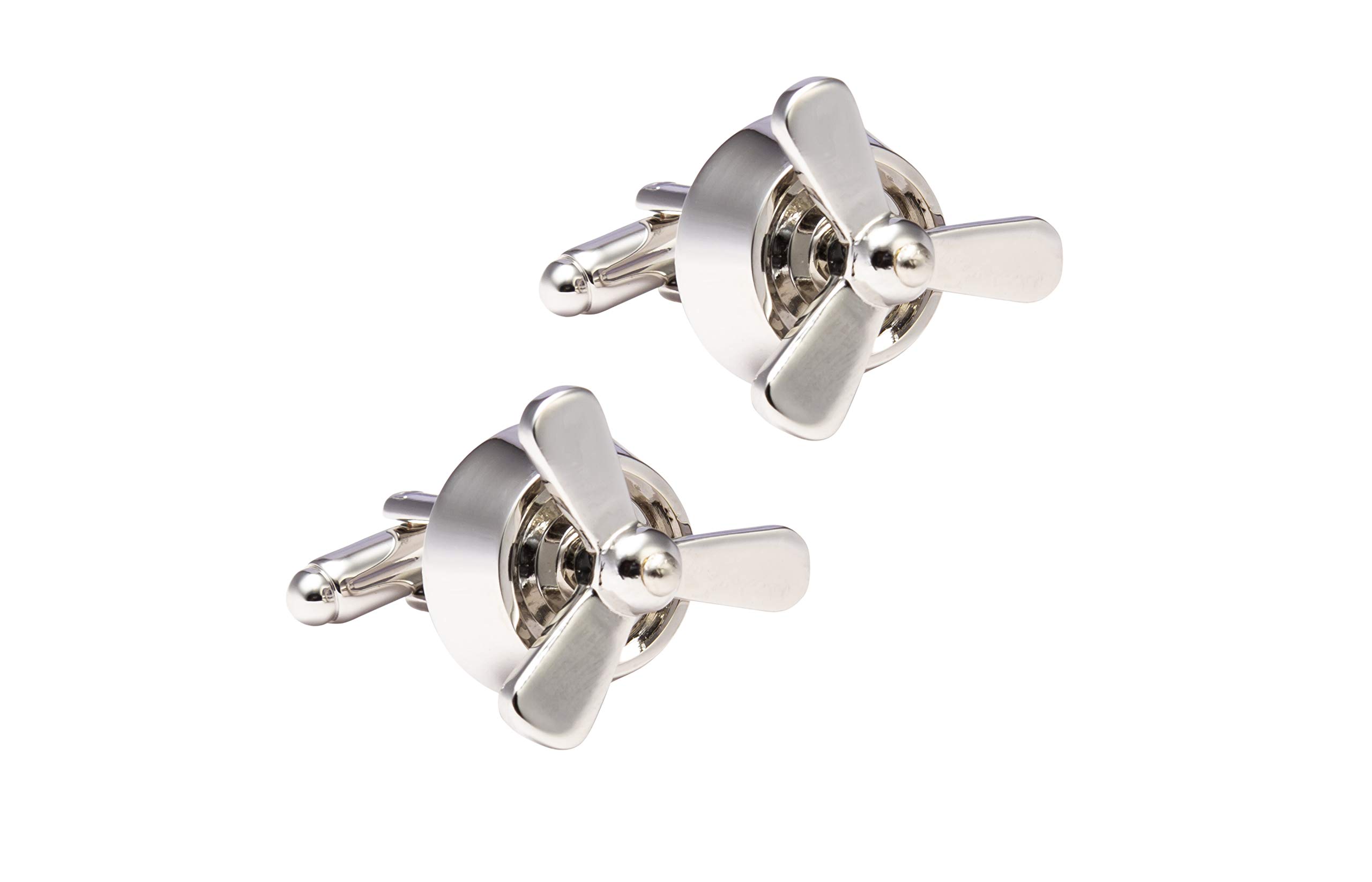 Knighthood Aeroplane Propeller Cufflinks for Men Silver