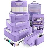 Veken 8 Set Packing Cubes for Travel Essentials, Suitcase Organizer Bags in 4 Sizes, Carry-On Luggage Accessories with Large Laundry & Hanging Toiletry Bag, Must-Have for Airplane, Road Trip & Camping