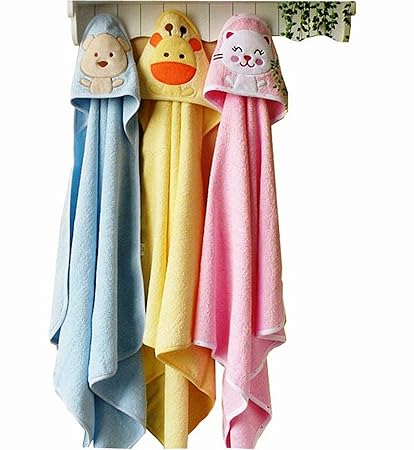 Brandonn Premium Hooded Blanket Cum Wrapping Sheet for Babies (Multicolor, 3 Pieces, 27inchx30inch)