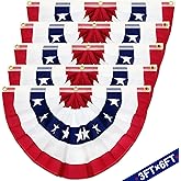 5 Pack 3x6 Feet 250th Anniversary Large American Flags Patriotic Bunting Stars Stripes 4th of July Pleated Fan USA Flag Banners Red White Blue Decorations for Outdoor Porch,Memorial Day,Independence Day