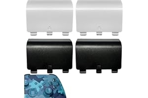 MINGXIONG 4 Pcs Battery Cover for Xbox Series X/S Controller[NOT for Xbox One & One X/S],Battery Back Cover Door,Replacement Battery Cover Shell Repair Part for Xbox Series S,Series X Controller(Black&White)