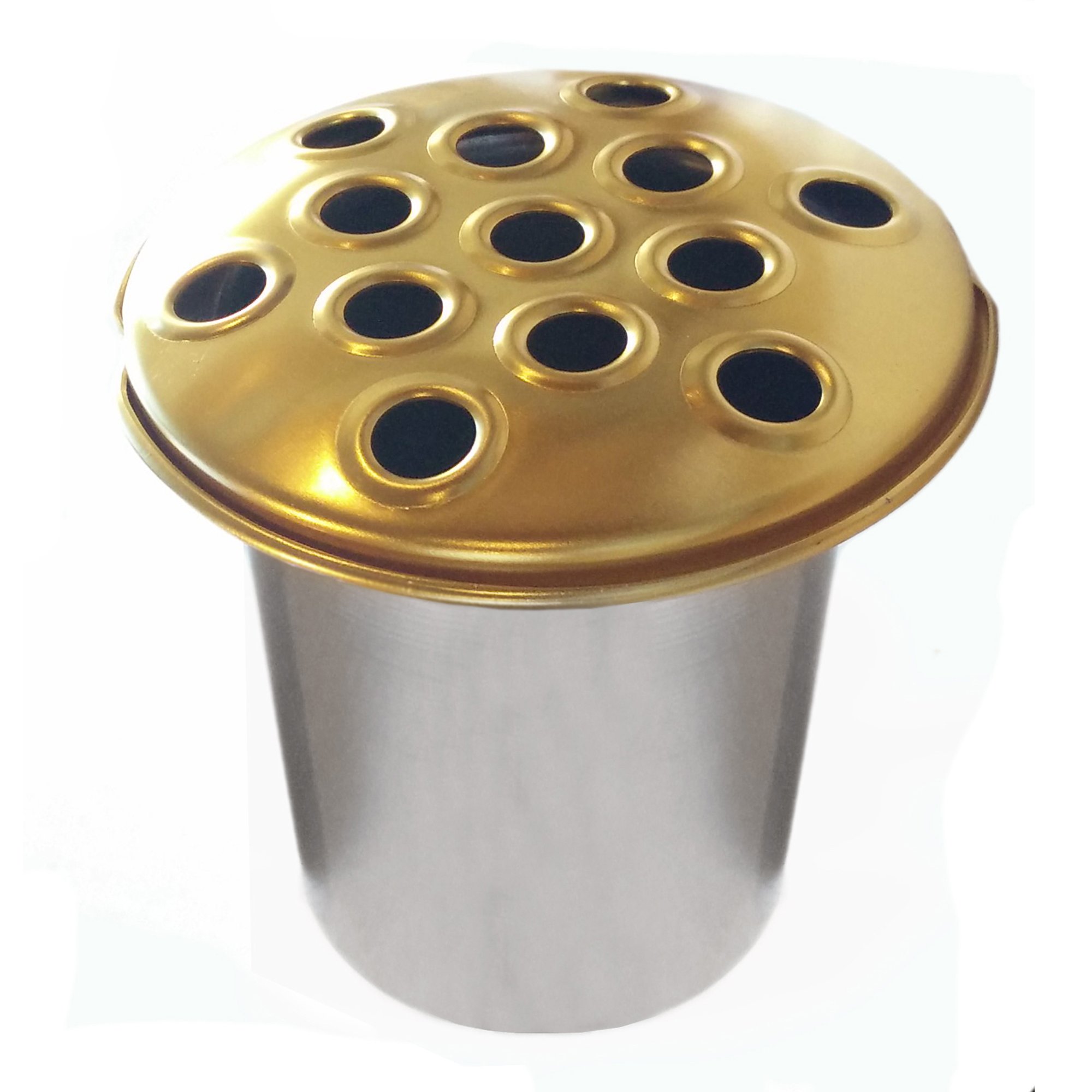 Bountiful Harvest Memorial 12cm tall 5inch wide Aluminium Grave Inserts for Headstones and Grave Vases - Perfect for Funeral Flowers, Grave Ornaments. (Gold Top, 1 Pack)