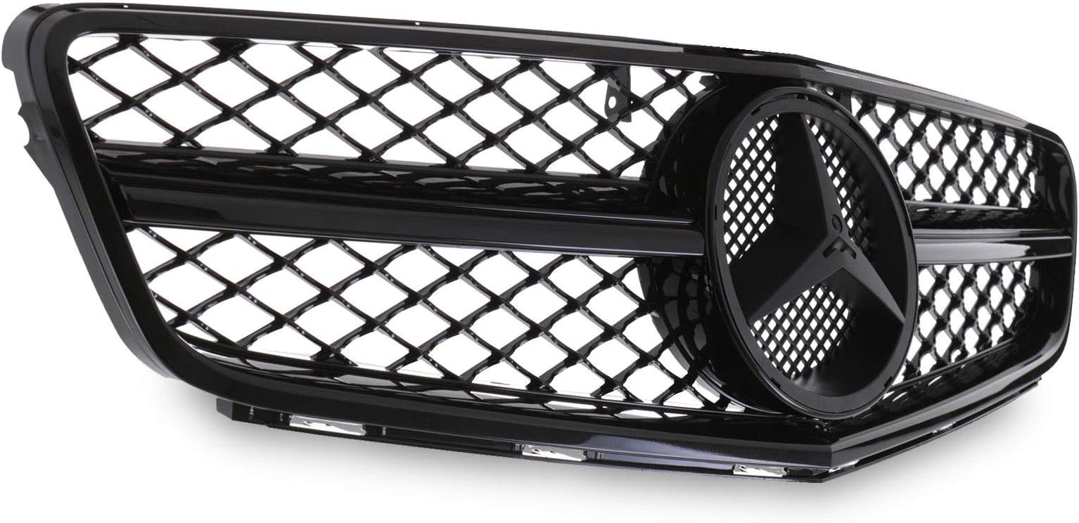 Black C63 AMG Style Debadge Mesh Grill Grille