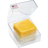 Pikanty American Cheese Slice Container for Refrigerator - Large Clear Plastic Holder Fits 24 Kraft or Sargento Singles, Sliced Cheese Keeper with Hinged Lid, Dishwasher Safe, Made in USA