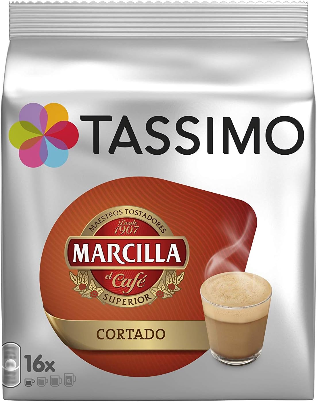 Tassimo Coffee Marcilla Cortado Coffee 16 Pods Pack of 5 (80 Servings