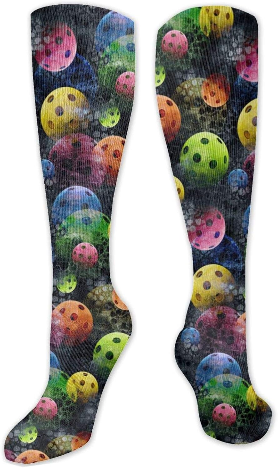 Colorful Pickleball Compression Socks For Women Men Nurses Funny Hiking