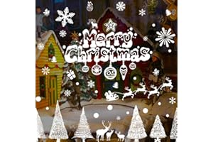 HIDREAS Hidreams 152 PCS Snowflake Window Clings Christmas Window Stickers Decorations, Xmas Window Decals