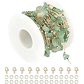 KYUNHOO Charming Green Raw Gemstones Jewelry Chain for Jewelry Making 5m Gold Plated Brass Necklace Chains Bulk Decoration Chain DIY Jewelry Supplies Kit