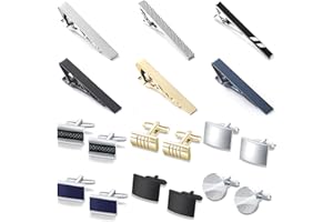 SONNYX Men's Cufflinks and Tie Clips Set for Men Necktie Tie Bar Clips Business Shirts Wedding Tuxedo Classic Cuff links for Wedding Groom Business