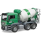 Bruder Toys - Construction Realistic MAN TGS Cement Mixer Truck with Rotating Mixing Drum and 2 Plug-in Drain Chutes to Empty