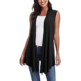 Women’s Sleeveless Open Front Draped Asymmetric Hem Cardigan Vest