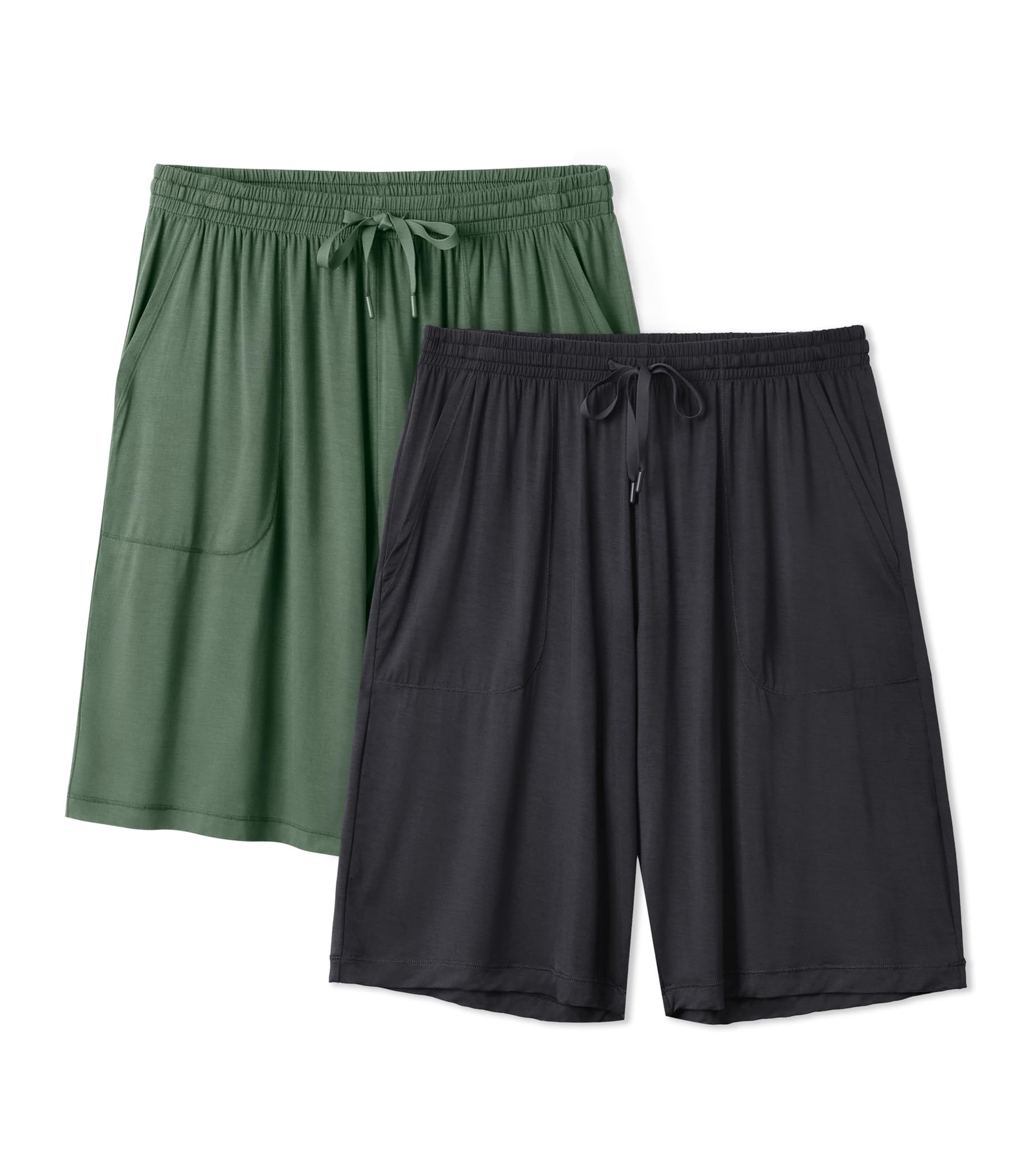 Photo 1 of **PARTIAL SET/ ONLY GREEN PAIR*** DAVID ARCHY Mens Pajama Shorts Bamboo Rayon Sleep Shorts Soft Comfy Breathable Lounge Pants with Pockets 2 Pack (XXL, Black/Olive Green)