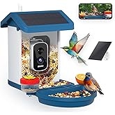 Smart Bird Feeder with Camera Solar Powered, 4K HD Video Bird House, AI Bird Species Identification, Live Stream & Night Vision, Auto-Capture & Notify, Weatherproof Design, Ideal Gifts for Lover