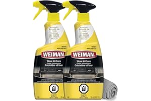 Weiman Heavy Duty Stove and Oven Cleaner and Degreaser for Glass, Ceramic Cooktops, BBQ grill grates - 2 Pack, 24 Oz w/MicroFiber Towel