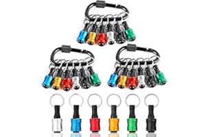 Valkynos 18Pcs Drill Bit Holder, Quick Release Bit Holder Key Chain, 1/4 Bit Holders for Impact Driver Drill Bit Extension Portable, Cool Gadgets Gift for Men (6 Colors)