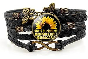 Yucaxu Boho Sunflower Gifts Sunflower Leather Bohemian Bracelet Birthday Gifts for Women Teens Granddaughter Wife Daughter Mom Friendship Bracelets for Her