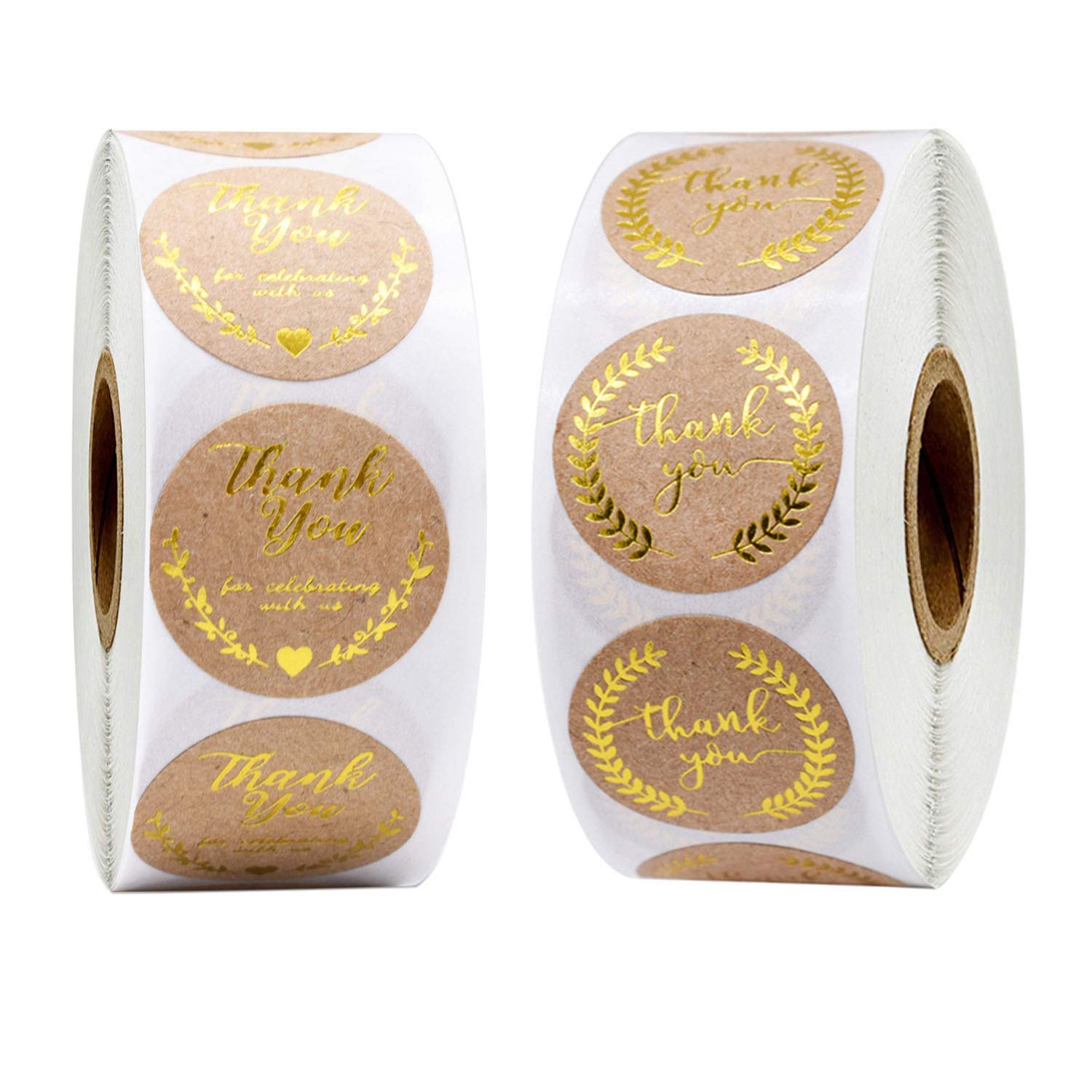 bowarepro Thank You Stickers 1000 pcs Thank You Lables, Adhesive Round Baking Sticker, Perfect for Boutiques Shop Wrapping & Gifts Wrapping Decoration & Handmake Works, 2.5 cm/1 Inch (Golden Font)