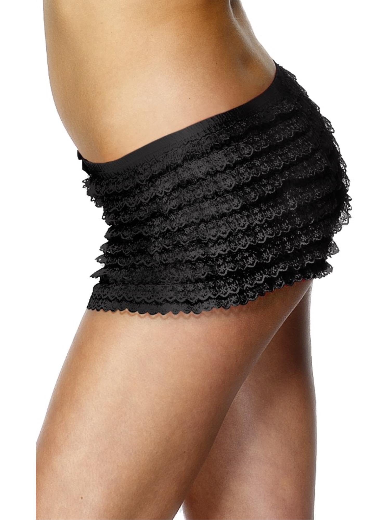 Smiffys Ruffled Panties, Black with Lace, Fever Accessories Fancy Dress, Fever Dress Up Accessories